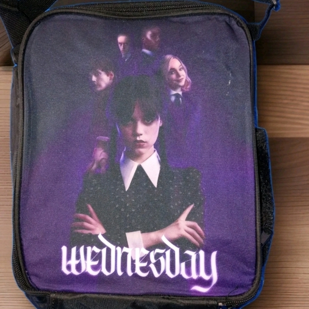 Wednesday Themed Storage Bag - Black and Purple